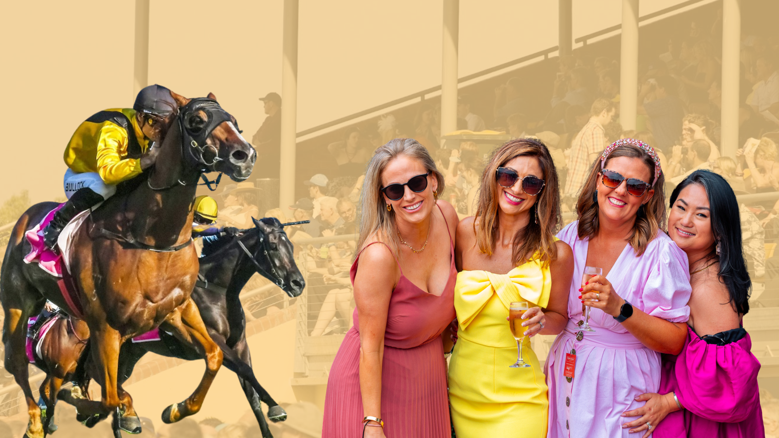 Stars of Newcastle Race Day supporting the Cancer Council
